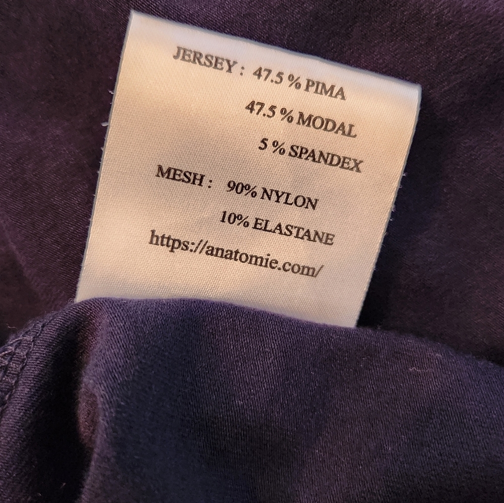 Anatomie Kim Mesh Sleeve Top in Pima Modal Blend Navy Size Small - Picture 7 of 8